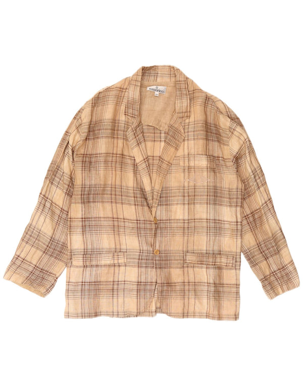 Jaqueta blazer masculina vintage com 3 botões IT 52 XL bege xadrez