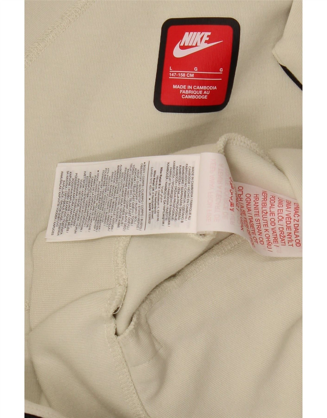 Suéter NIKE Boys Zip com capuz 12-13 anos grande algodão branco