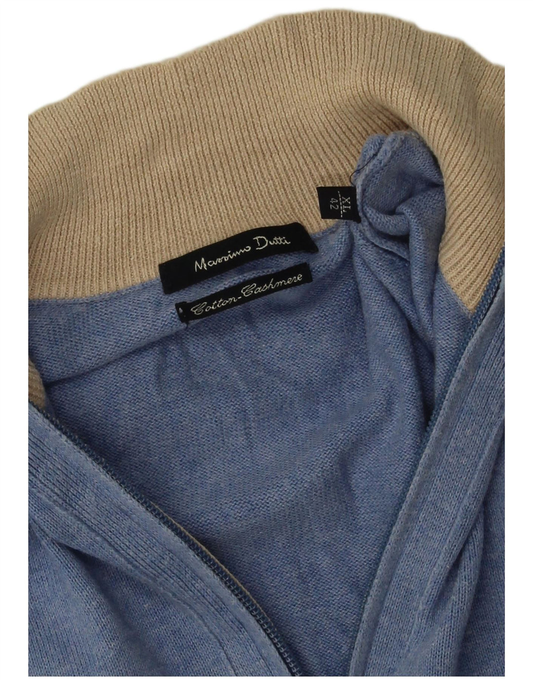 Suéter masculino Massimo Dutti com zíper e gola XL algodão azul