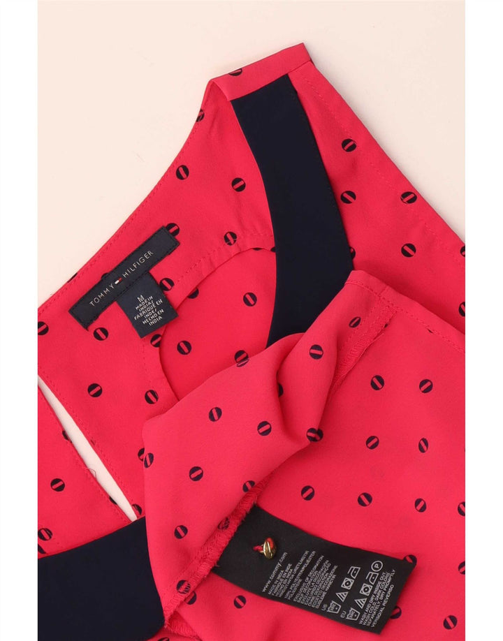 Blusa feminina sem mangas Tommy Hilfiger Reino Unido 14 médio vermelho manchado