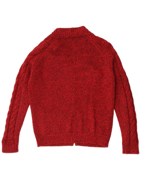 Suéter cardigã masculino vintage médio vermelho manchado