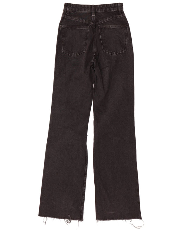 Calça jeans feminina Zara com perna larga desgastada EU 34 2XS W24 L35 preta