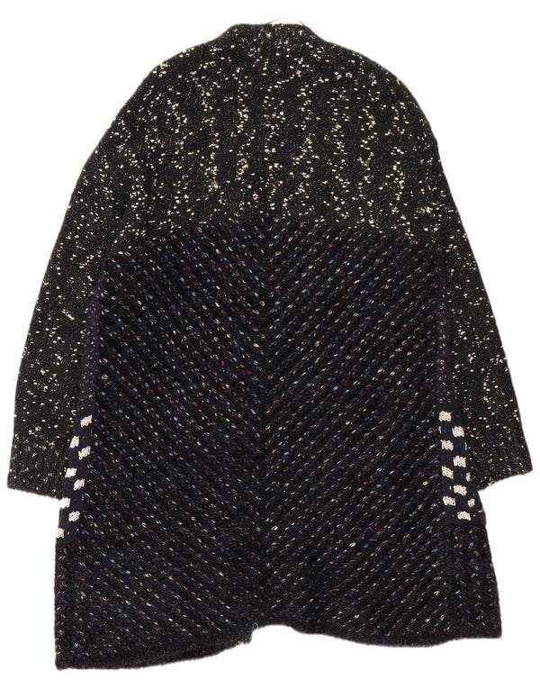 Suéter cardigã feminino Desigual Longline Reino Unido 14 médio preto manchado