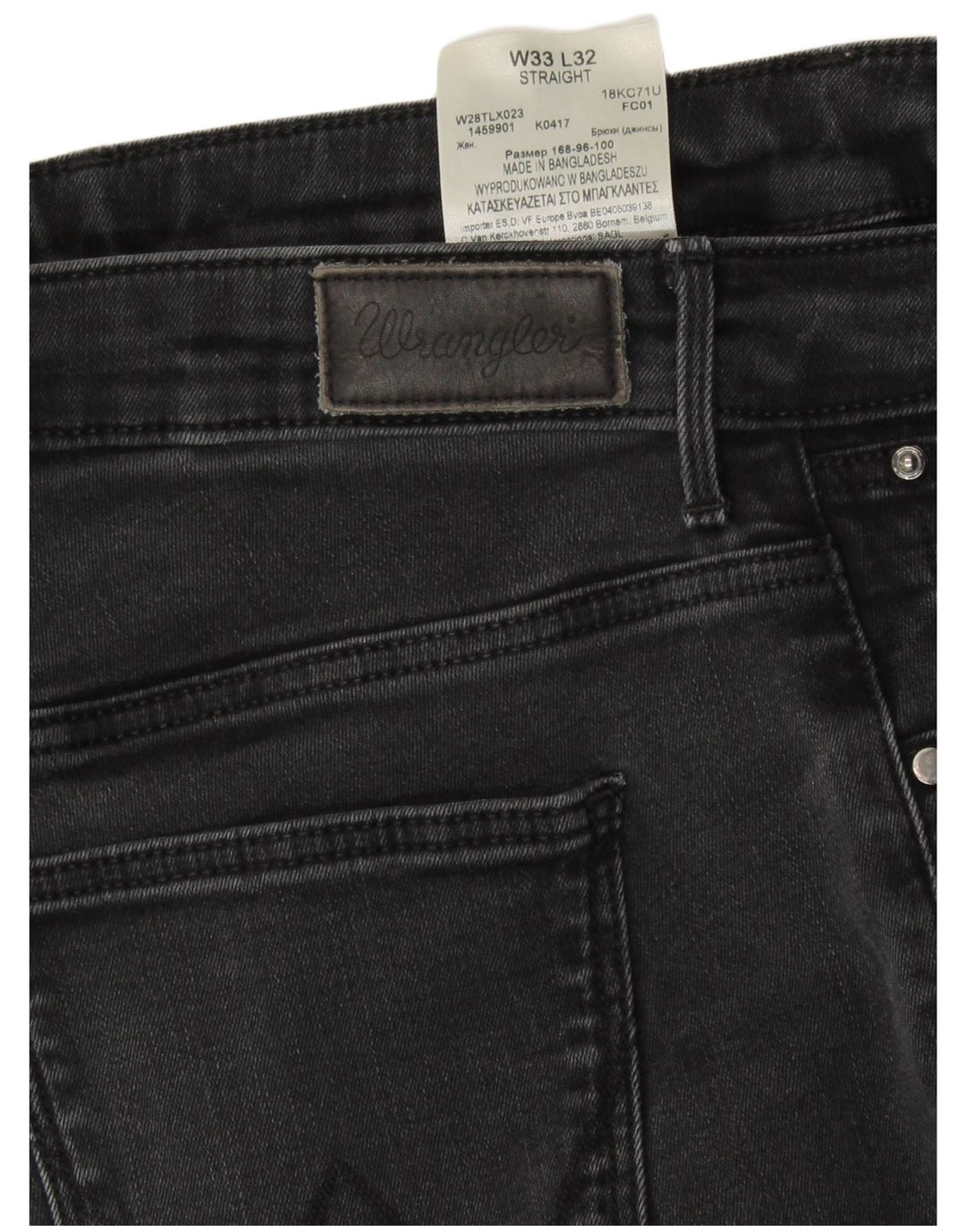 Jeans retos femininos WRANGLER W33 L32 algodão cinza