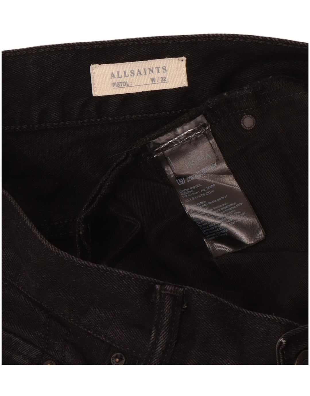 Calça jeans skinny masculina ALL SAINTS W32 L31 algodão preto