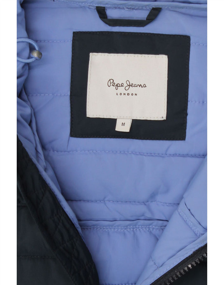 Jaqueta masculina acolchoada com capuz PEPE Jeans UK 38 poliéster azul marinho médio