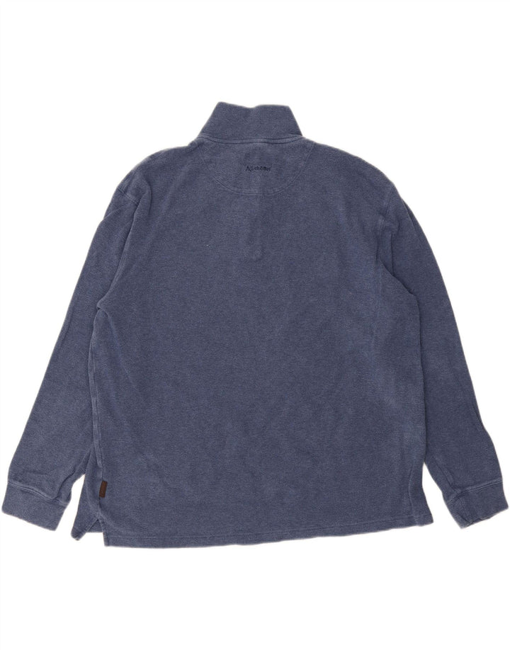 Suéter masculino SCHOFFEL com zíper e gola 2XL algodão azul