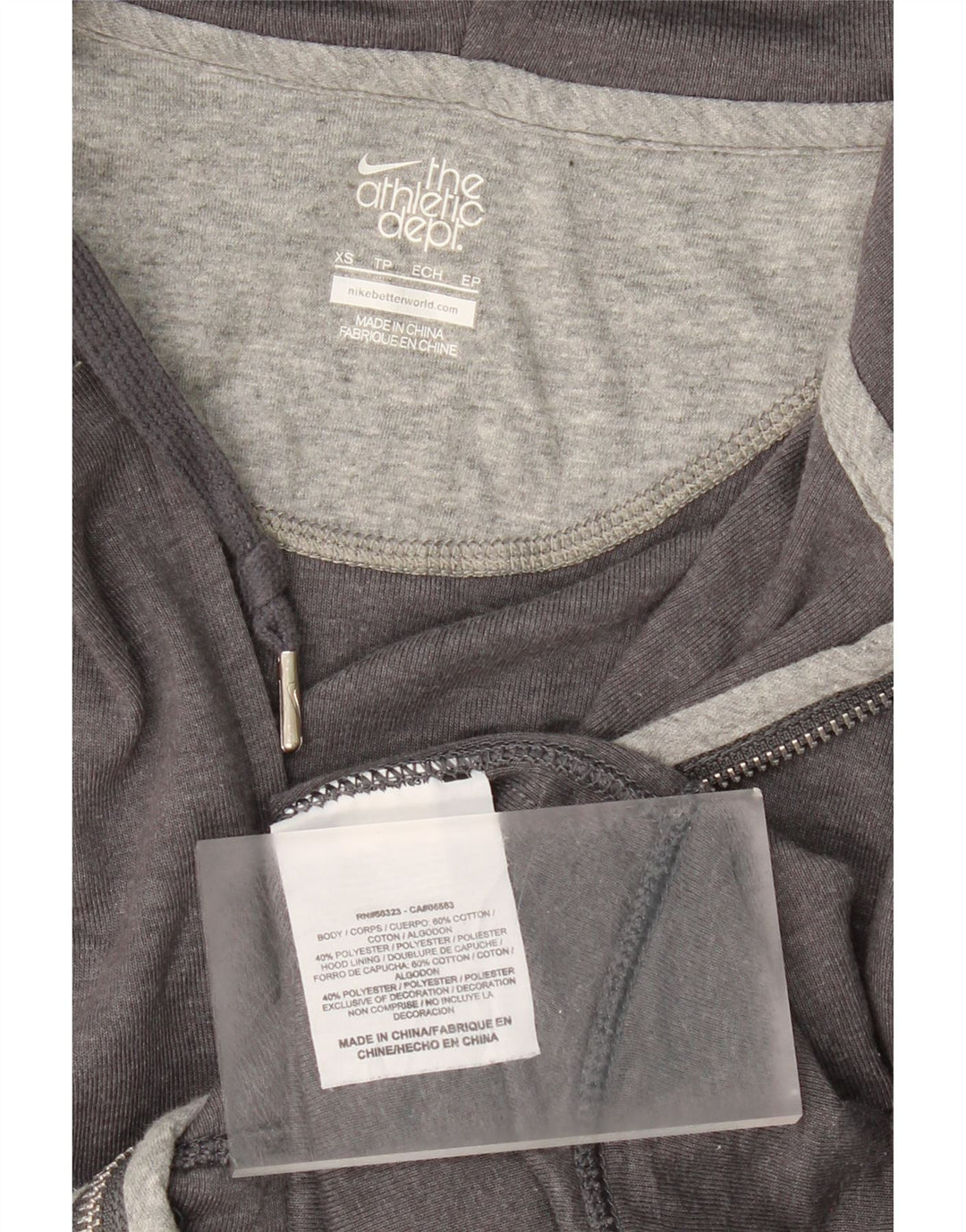 NIKE Womens Zip Hoodie Sweater UK 6 XS Grey Cotton Vintage Nike and Second-Hand Nike from Messina Hembry 