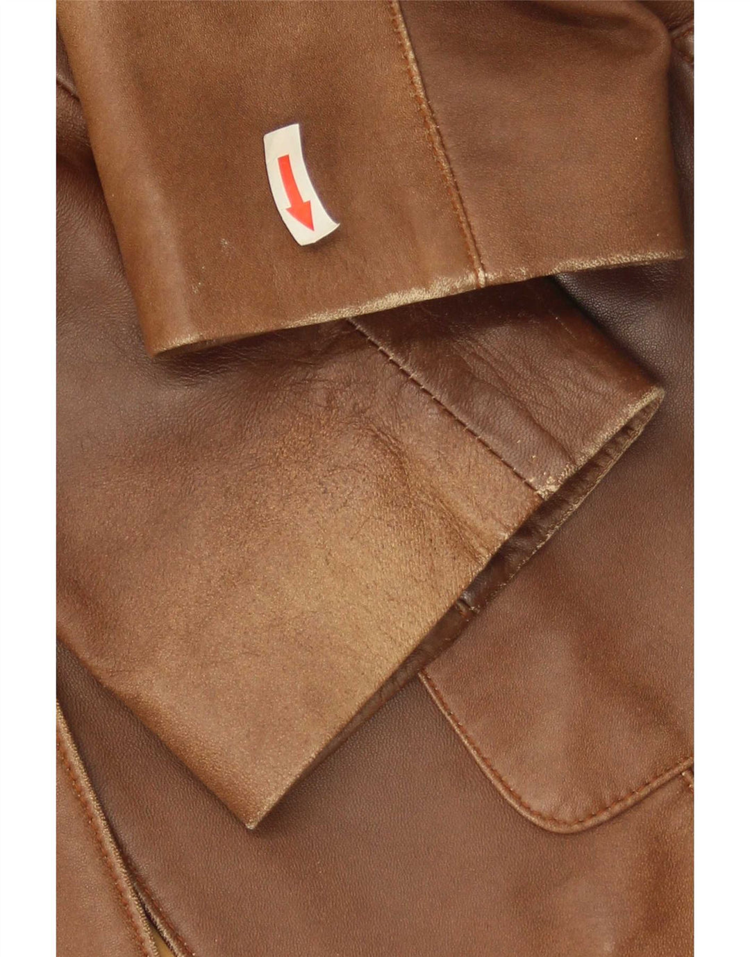 Jaqueta blazer feminina vintage de couro com 1 botão Reino Unido 10 pequena marrom