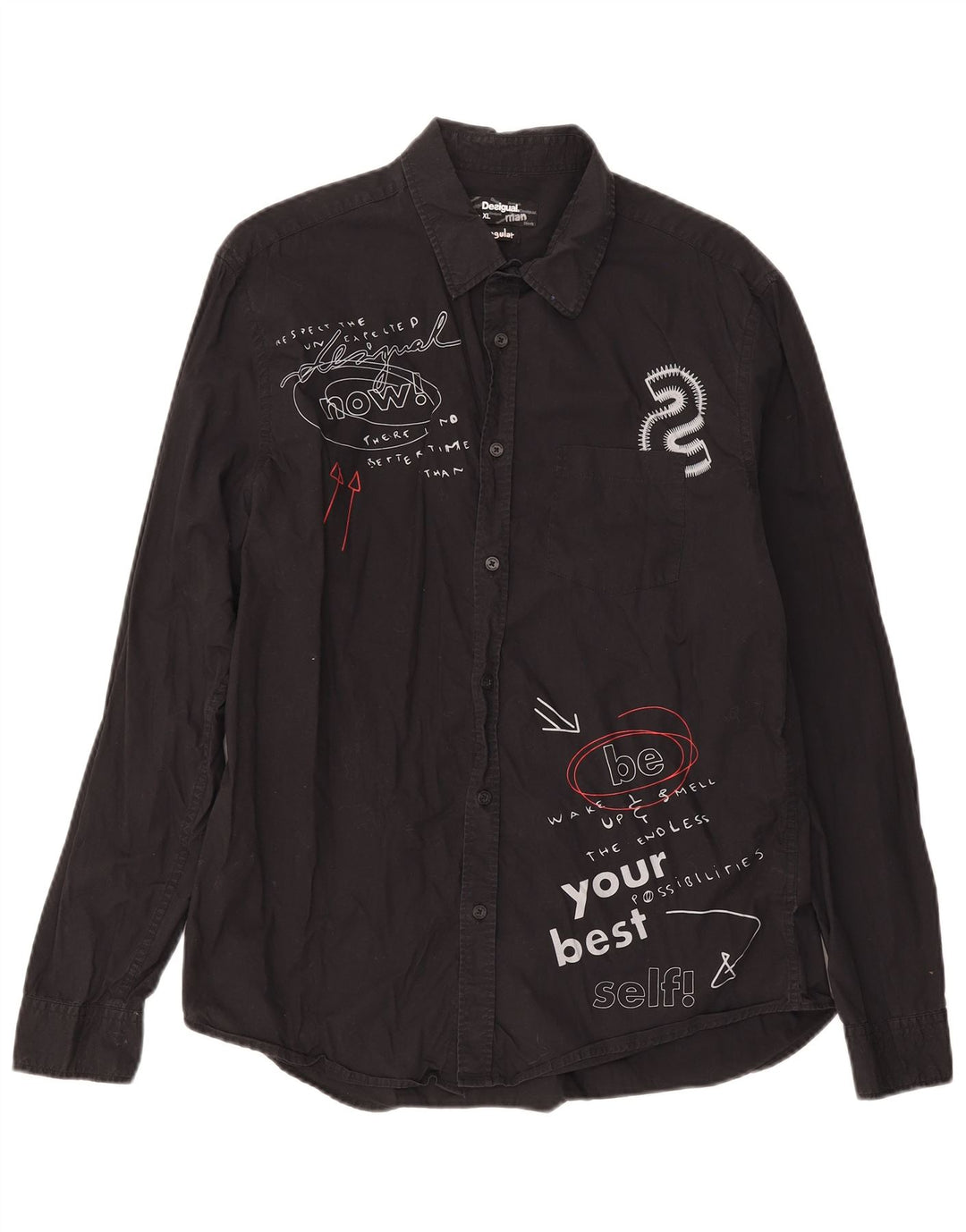 Camisa masculina Desigual Graphic Regular Fit XL algodão preto