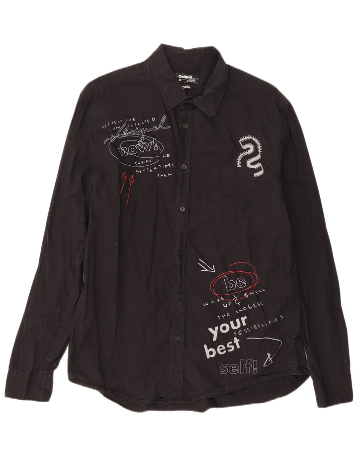Camisa masculina Desigual Graphic Regular Fit XL algodão preto