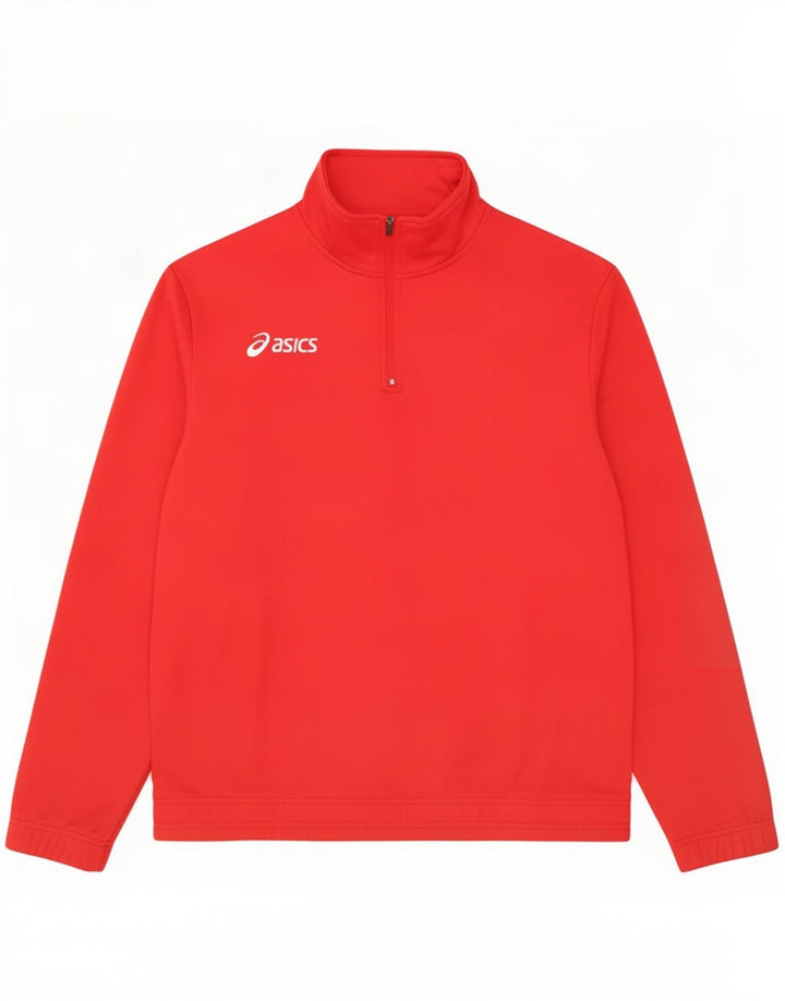 Asics Meninos Zip Neck Sweatshirt Jumper 13-14 Anos Poliéster Vermelho