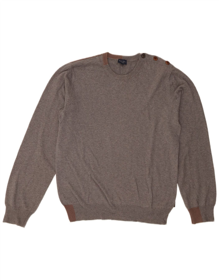Suéter masculino Paul Smith com gola redonda e algodão colorblock cinza médio