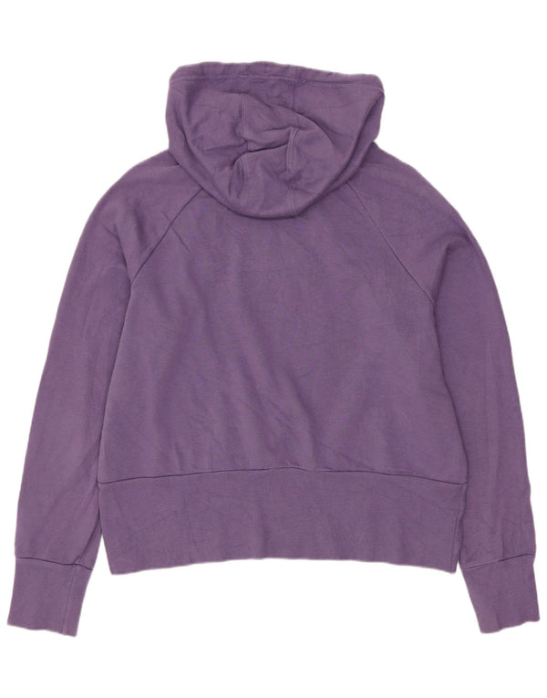 Adidas Womens Crop Hoodie Jumper UK 12 Medium Purple Cotton