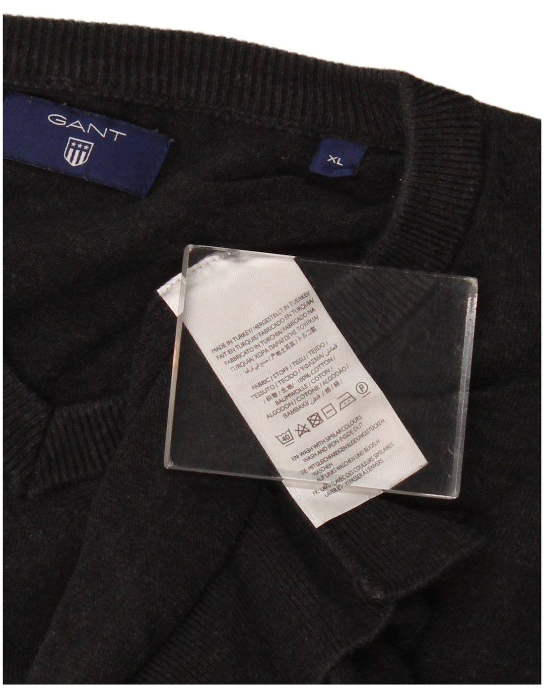 Suéter feminino GANT com decote em V XL algodão cinza
