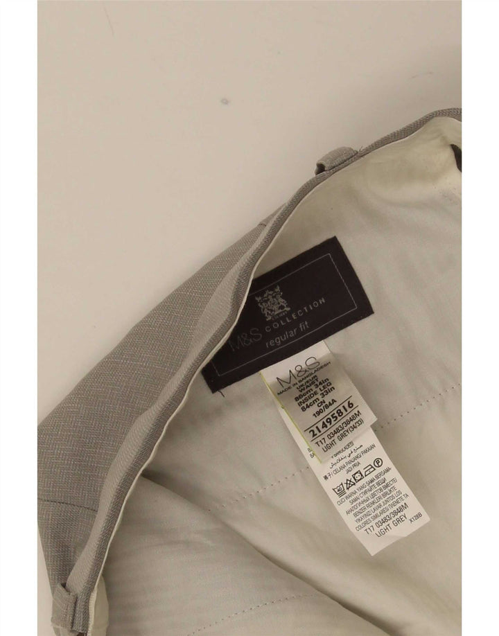 Calça masculina de ajuste regular Marks & Spencer W34 L33 cinza poliéster