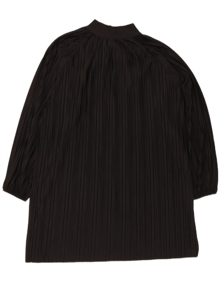 Zara Vestido feminino oversized frontal com amarração UK 14 médio preto listrado