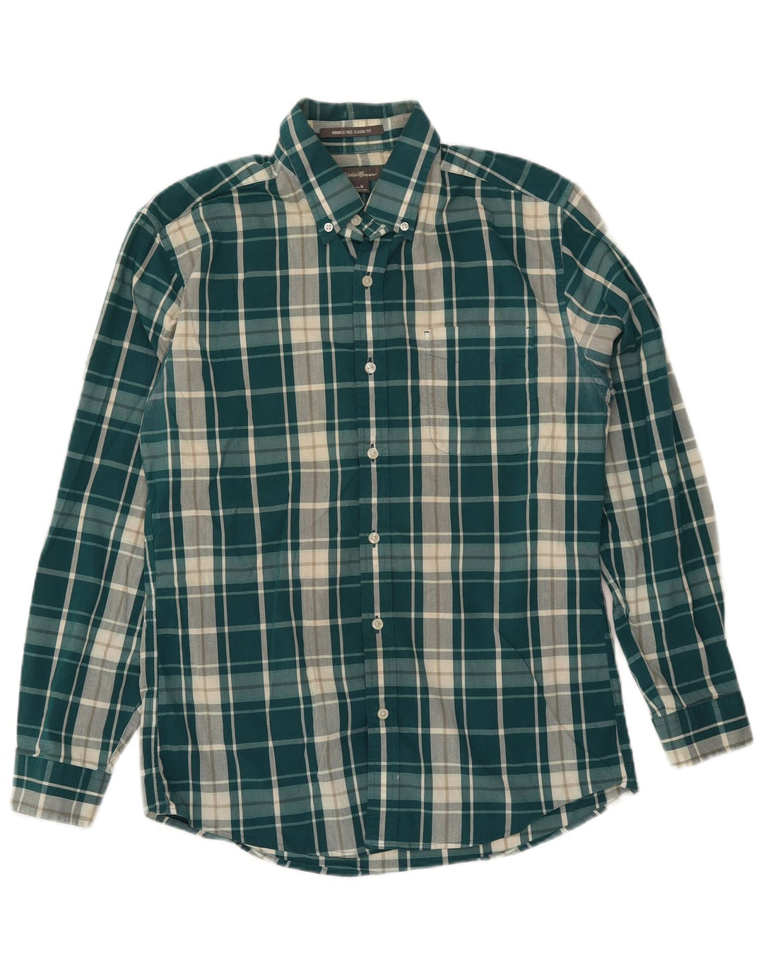 Camisa masculina EDDIE BAUER Classic Fit algodão xadrez verde médio