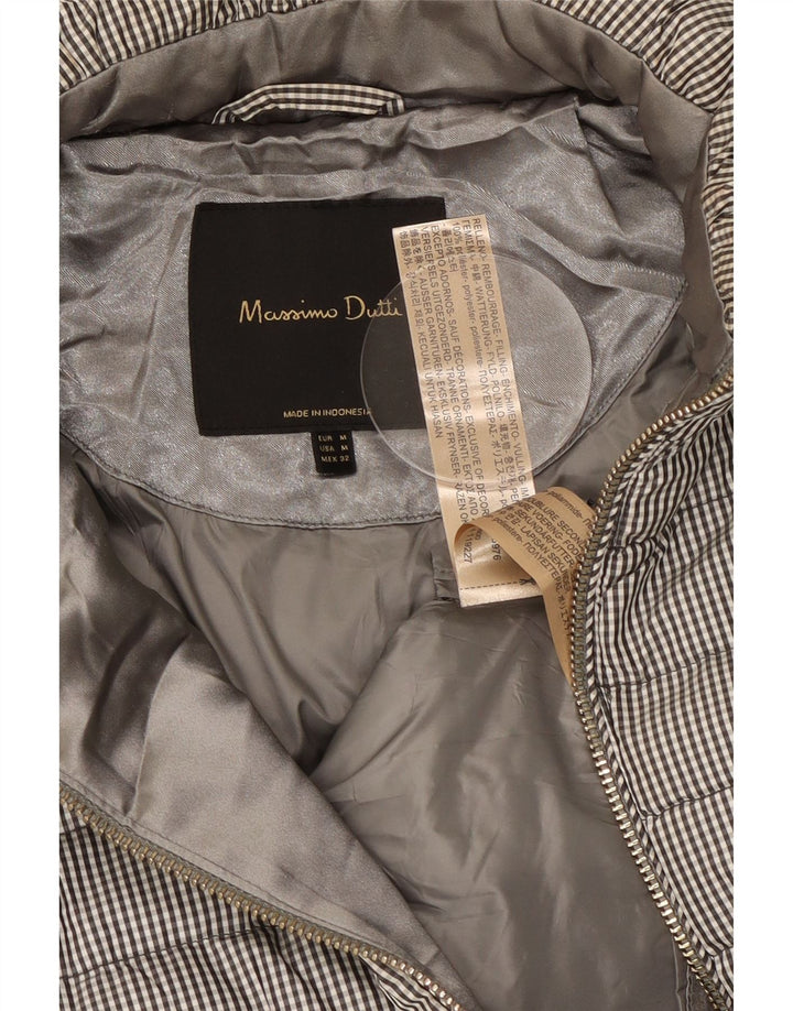 Jaqueta acolchoada feminina Massimo Dutti UK 14 poliéster cinza médio guingão