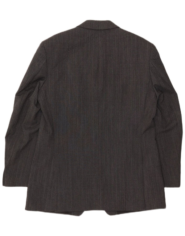 Jaqueta blazer masculina Marks & Spencer longa com 2 botões Reino Unido 42 poliéster cinza grande