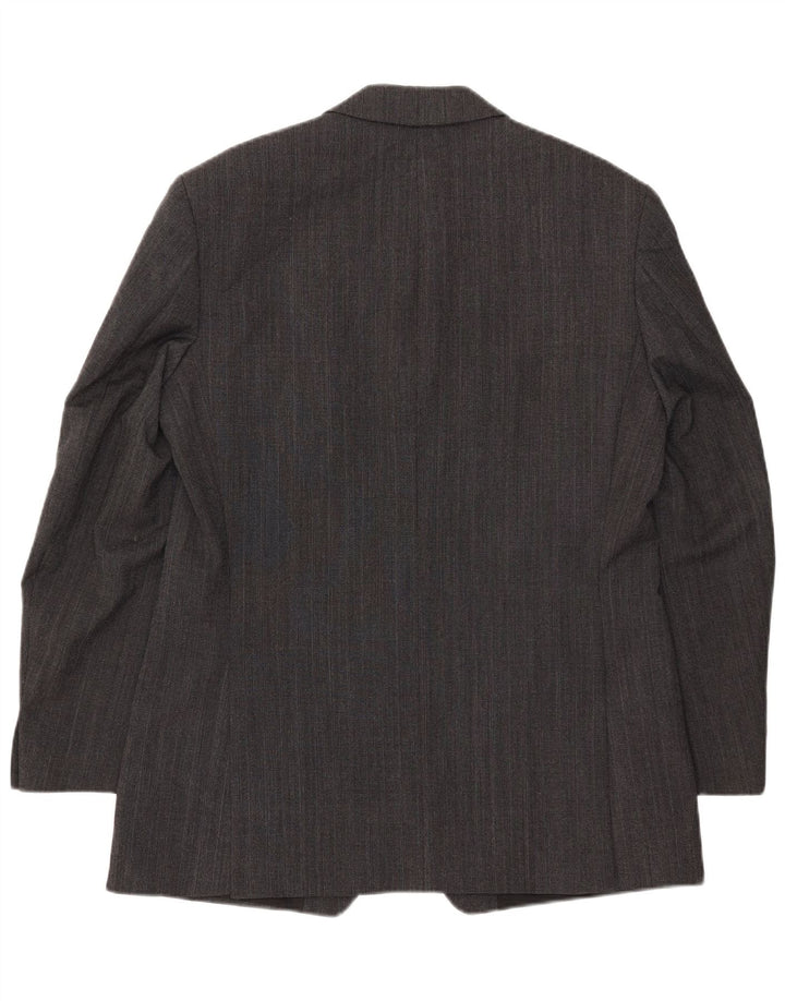 Jaqueta blazer masculina Marks & Spencer longa com 2 botões Reino Unido 42 poliéster cinza grande