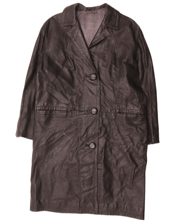 Casaco de couro feminino vintage UK 14 grande preto