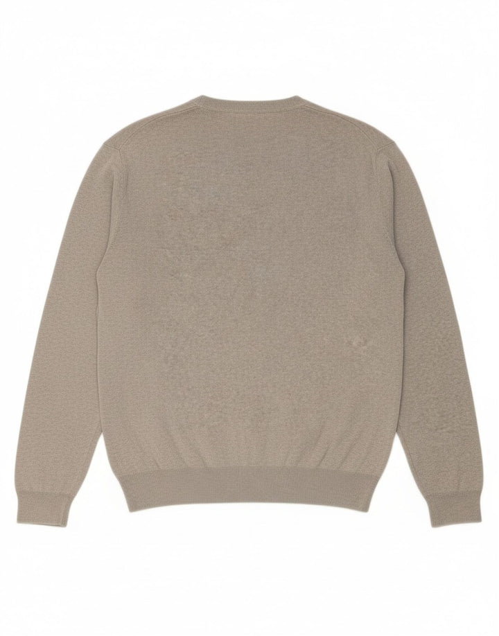 POLO RALPH LAUREN Mens V-Neck Jumper Sweater XL Grey Cotton Vintage Polo Ralph Lauren and Second-Hand Polo Ralph Lauren from Messina Hembry 
