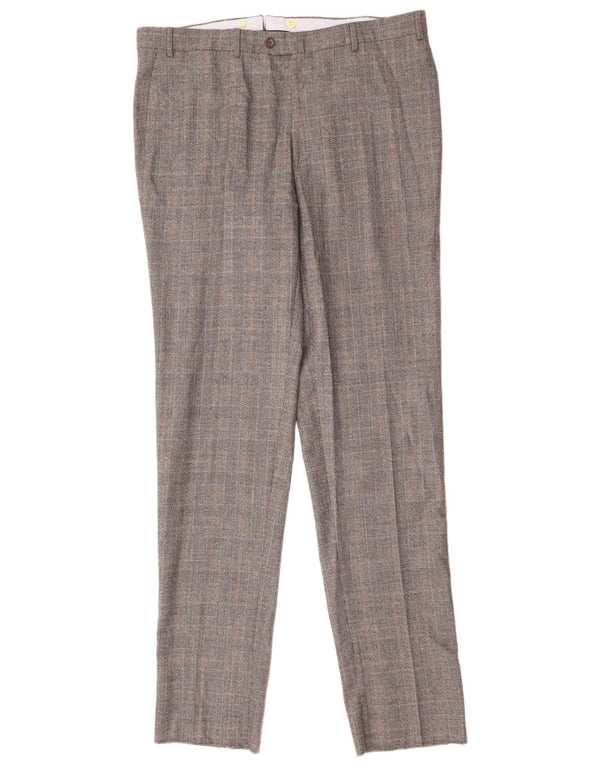 Borsalino Mens Slim Suit Trousers IT 58 4XL W40 L40 Grey Check