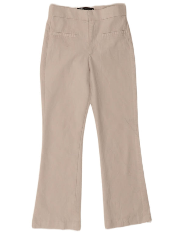 Zara Calça feminina casual bootcut XS W24 L25 algodão branco