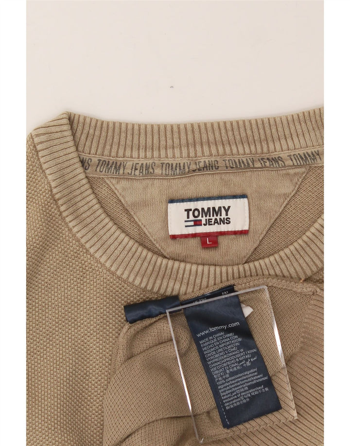 TOMMY HILFIGER Mens Crew Neck Jumper Sweater Large Beige Cotton Vintage Tommy Hilfiger and Second-Hand Tommy Hilfiger from Messina Hembry 