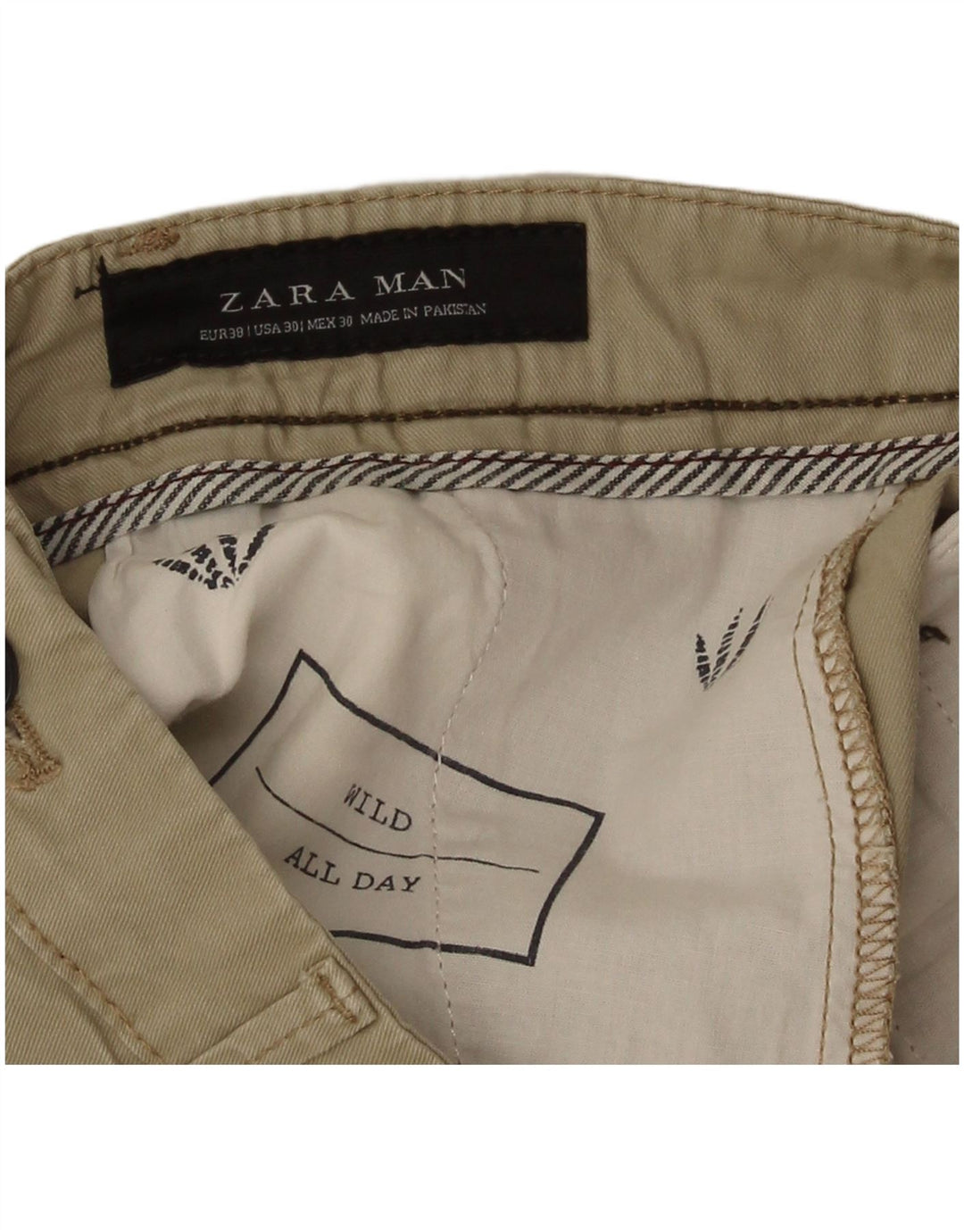 Zara Mens Chino Shorts EU 38 Pequeno W30 Bege
