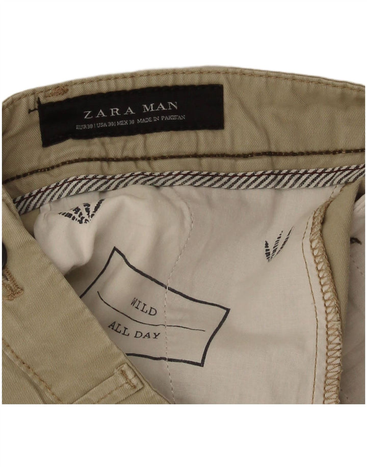 Zara Mens Chino Shorts EU 38 Pequeno W30 Bege