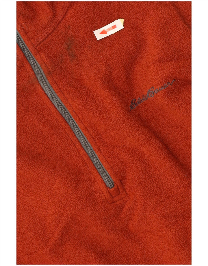 EDDIE BAUER Suéter masculino de lã com zíper e gola grande poliéster laranja