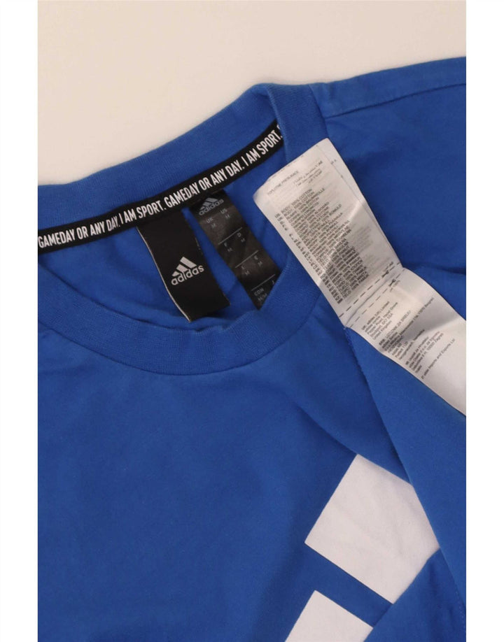 Adidas Mens Graphic T-Shirt Top Médio Algodão Azul