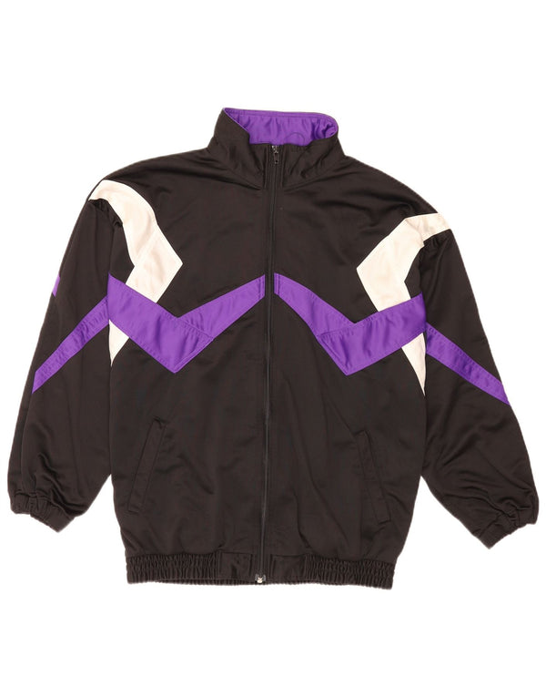 Vintage masculino solto ajuste agasalho jaqueta superior preto médio colorblock retro