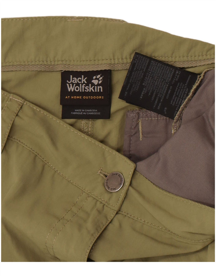 Bermuda feminina Jack Wolfskin UK 10 pequena W32 cáqui poliamida