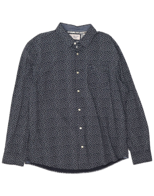 Camisa masculina Penguin XL algodão geométrico azul