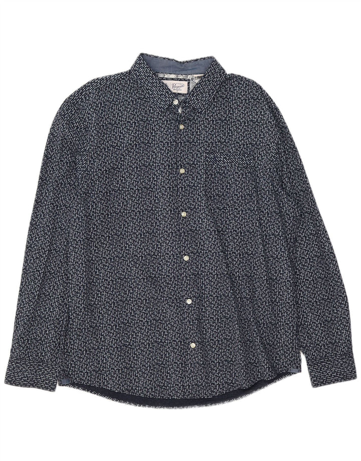 Camisa masculina Penguin XL algodão geométrico azul