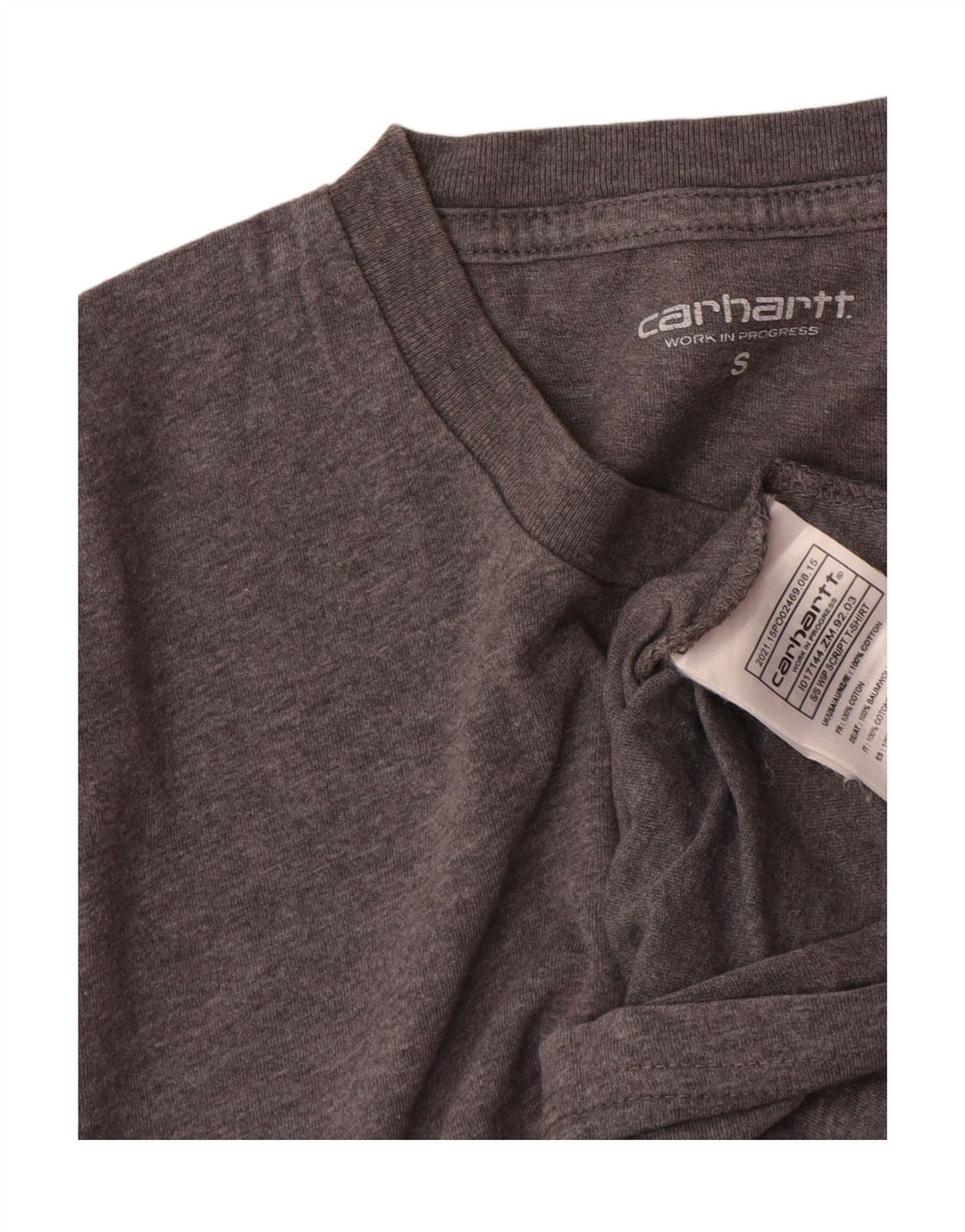 Carhartt Camiseta masculina gráfica top pequeno algodão cinza