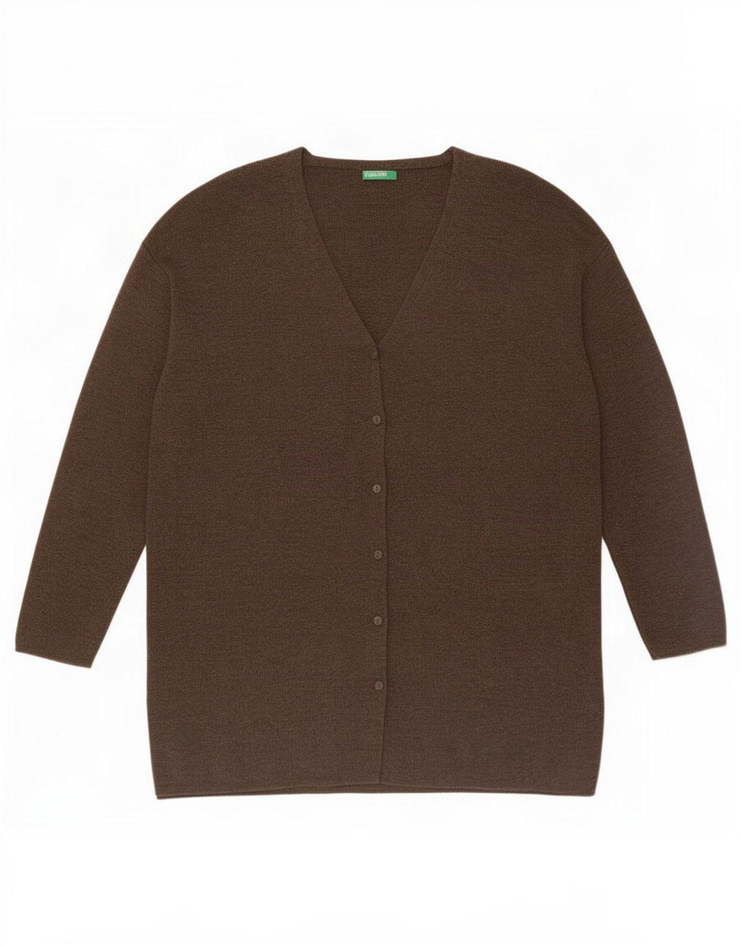 Suéter cardigã feminino Benetton Reino Unido 14 lã marrom médio