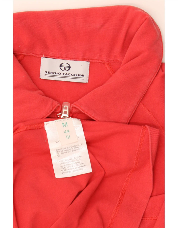 Camisa polo feminina Sergio Tacchini Reino Unido 12 algodão vermelho médio