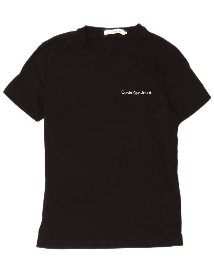Calvin Klein Jeans Camiseta masculina gráfica Top médio algodão preto