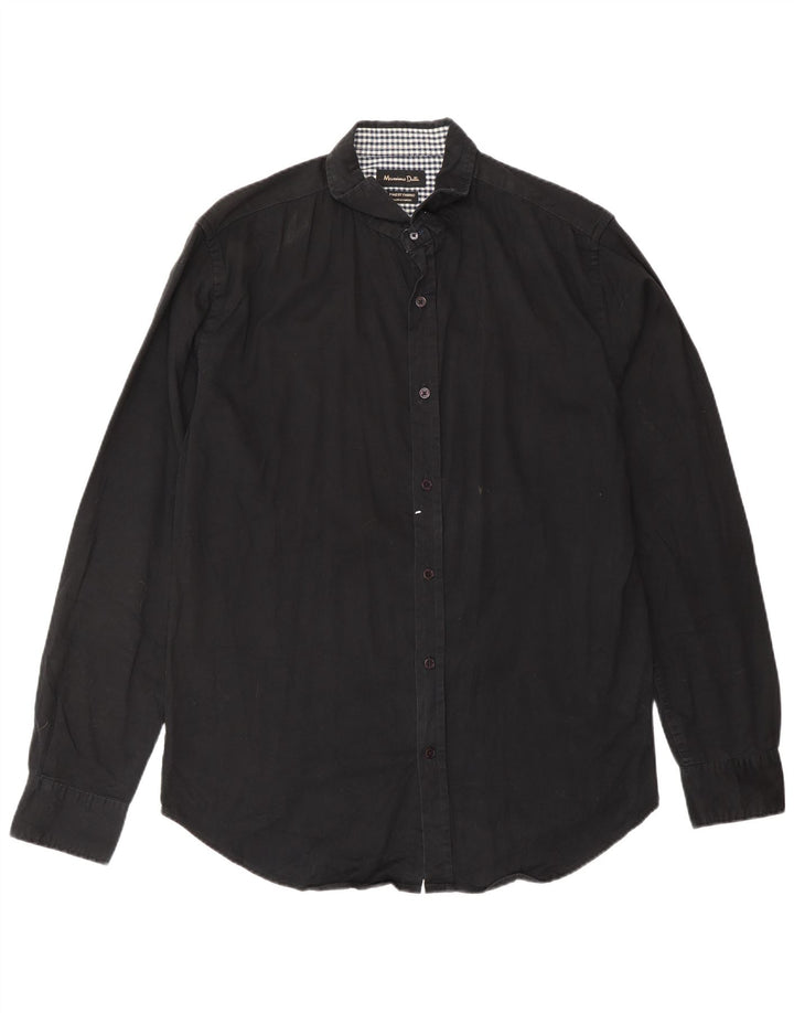 Camisa masculina MASSIMO DUTTI EU 40 médio preto colorblock algodão
