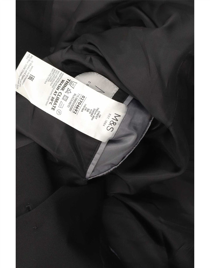 Jaqueta blazer masculina Marks & Spencer curta de 2 botões Reino Unido 40 médio preto