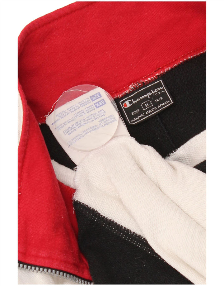 Moletom masculino Champion com gola e zíper, moletom médio branco colorblock