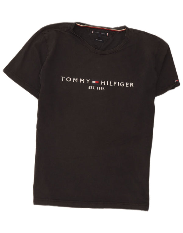 Camiseta masculina TOMMY HILFIGER com estampa gráfica grande de algodão cinza