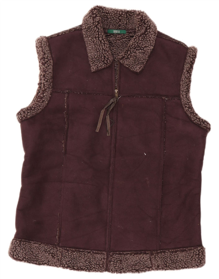 Marks & Spencer Womens Sherpa Gilet UK 12 Médio Borgonha Poliéster