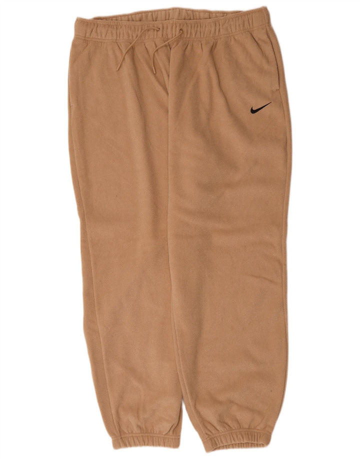 Nike Mens Velour Tracksuit Calças Joggers XL Bege Poliéster