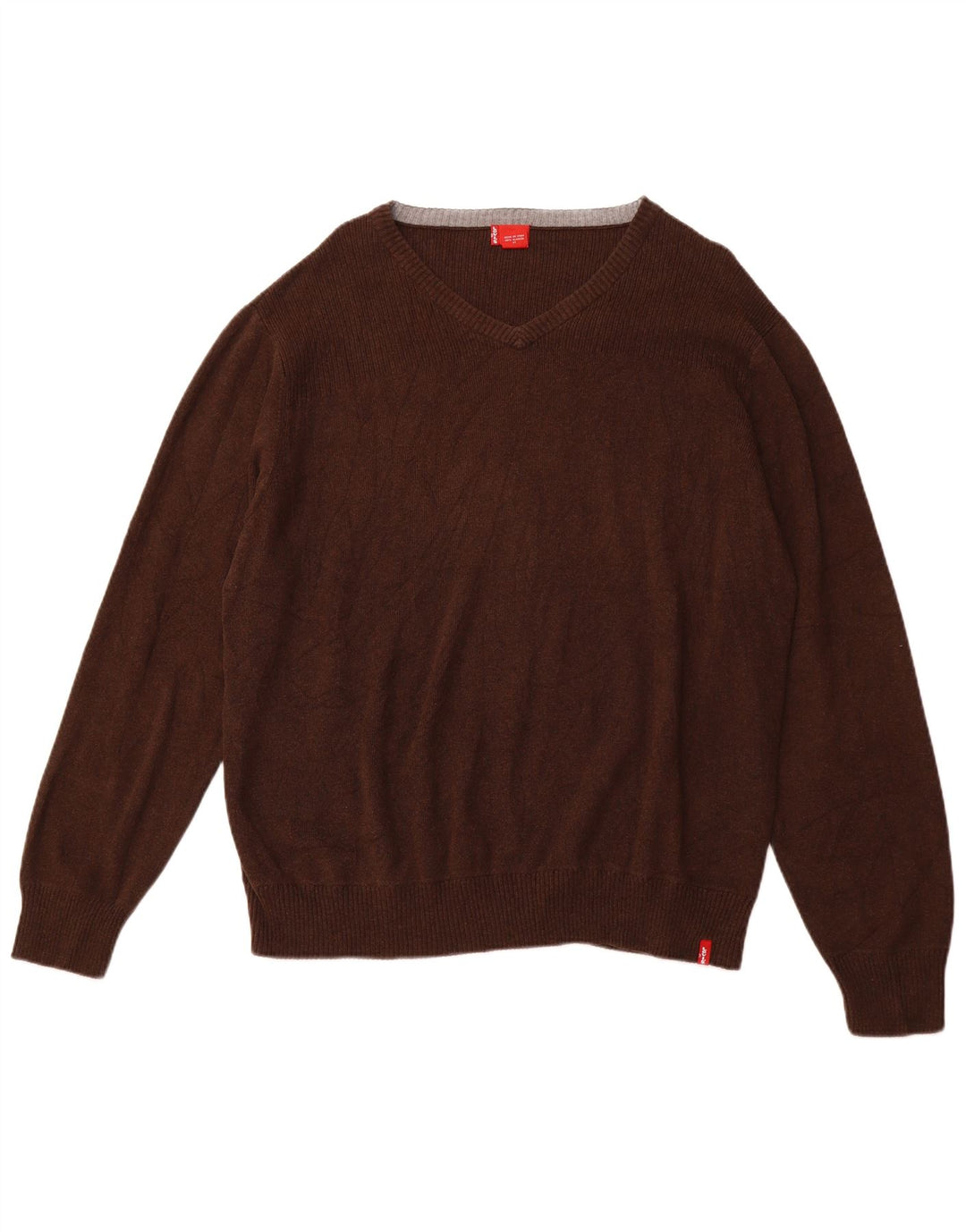 Suéter masculino LEVI'S com decote em V XL de algodão marrom