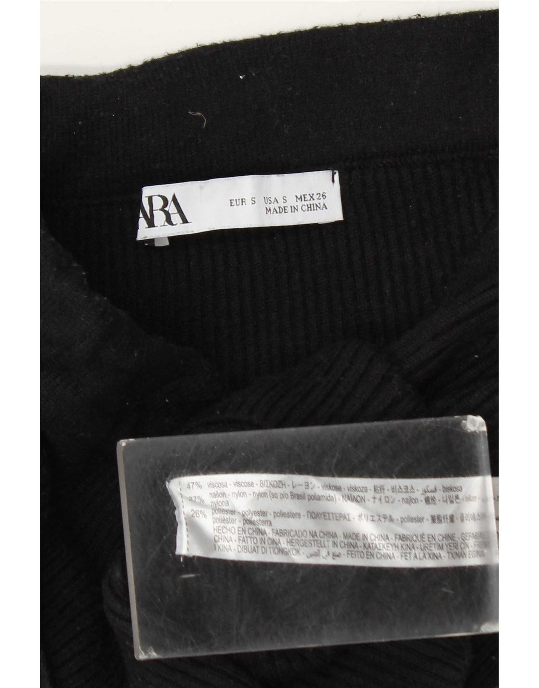 Mini saia feminina de malha Zara pequena W26 viscose preta